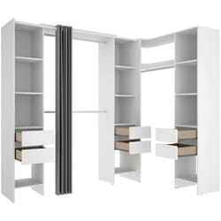 Guardaroba grande Alanno, Mobile camera da letto, Cabina armadio portabiti, Armadio appendiabiti, 234x141 h205 cm, Bianco - Dmora