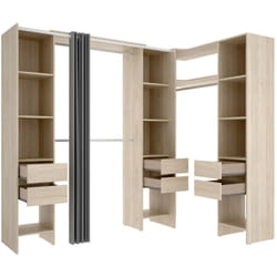 Guardaroba grande Alanno, Mobile camera da letto, Cabina armadio portabiti, Armadio appendiabiti, 234x141 h205 cm, Rovere - Dmora