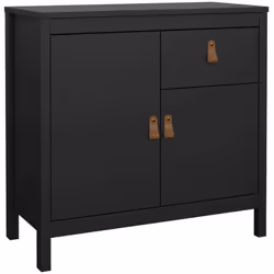 CREDENZA - Buffet da soggiorno, Madia da salotto, Dispensa da cucina, 82x38 h80 cm, Nero. STRUTTURA E UTILIZZO - Mobile da so ...