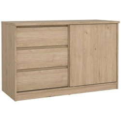 Credenza Nathalie, Buffet da soggiorno, Madia da salotto, Dispensa da cucina, 119x50 h76 cm, Rovere - Dmora