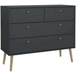 Cassettiera Pelagie, Settimino multiuso, Comò camera da letto, Mobile con cassetti, 99x39 h82 cm, Grigio - Dmora