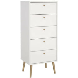 Cassettiera Yaounde, Settimino multiuso, Comò camera da letto, Mobile con cassetti, 50x39 h120 cm, Bianco - Dmora
