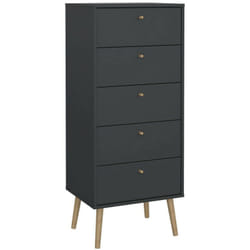 Cassettiera Yaounde, Settimino multiuso, Comò camera da letto, Mobile con cassetti, 50x39 h120 cm, Grigio - Dmora