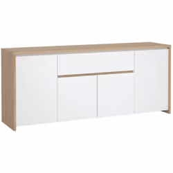 CREDENZA - Buffet da soggiorno, Madia da salotto, Dispensa da cucina, 197x48 h84 cm, Rovere e Bianco lucido. STRUTTURA E UTIL ...
