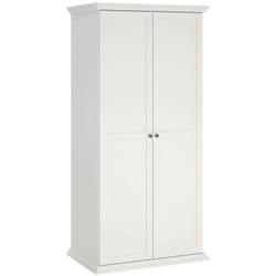 Guardaroba 2 ante Darby, Mobile camera da letto, Cabina armadio portabiti, Armadio appendiabiti, 96x63 h200 cm, Bianco - Dmora
