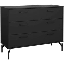 Cassettiera Theodule, Settimino multiuso, Comò camera da letto, Mobile con cassetti, 99x40 h77 cm, Nero - Dmora