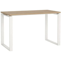 Dmora - Scrivania Pierrot, Scrittoio multiuso, Tavolo per ufficio porta pc, Piano di lavoro, 120x60 h76 cm, Rovere e Bianco