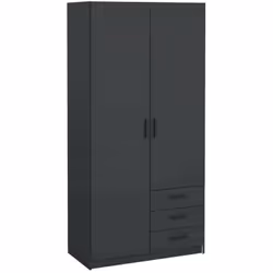 GUARDAROBA 2 ANTE - Mobile camera da letto, Cabina armadio portabiti, Armadio appendiabiti, 99x50 h200 cm, Grigio. STRUTTURA ...