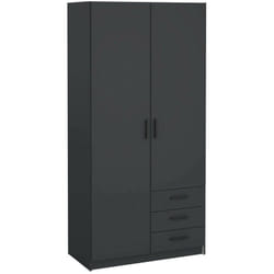 Dmora - Guardaroba 2 ante Sultani, Mobile camera da letto, Cabina armadio portabiti, Armadio appendiabiti, 99x50 h200 cm, Grigio