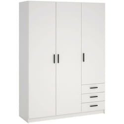 Guardaroba 3 ante Simeon, Mobile camera da letto, Cabina armadio portabiti, Armadio appendiabiti, 147x50 h200 cm, Bianco - Dmora