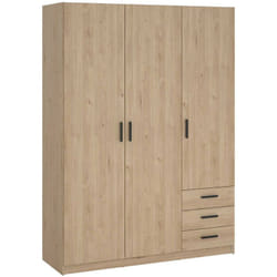 Guardaroba 3 ante Simeon, Mobile camera da letto, Cabina armadio portabiti, Armadio appendiabiti, 147x50 h200 cm, Rovere - Dmora
