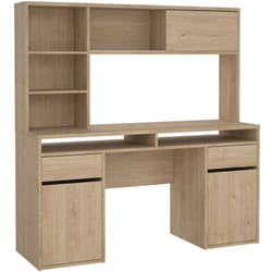 Dmora - Scrivania Ambrenti, Scrittoio multiuso, Tavolo per ufficio porta pc, Piano di lavoro, 149x48 h156 cm, Rovere