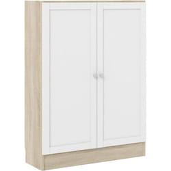 Dmora - Scarpiera Sanba, Mobile portascarpe, Armadio da ingresso multiuso, Mobiletto per calzature, 79x28 h107 cm, Quercia e Bianco