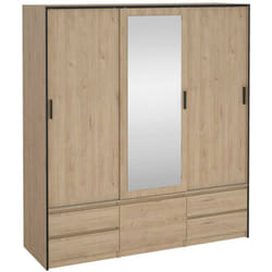 Armadio multiuso grande Ljalkova, Mobile multifunzionale, Mobiletto scarpiera, Guardaroba porta scarpe, 181x60 h200 cm, Rovere - Dmora