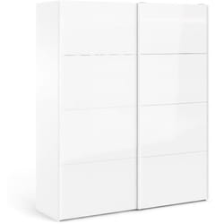 Dmora - Guardaroba 2 ante Badesse, Mobile camera da letto, Cabina armadio portabiti, Armadio appendiabiti, 182x62 h220 cm, Bianco lucido