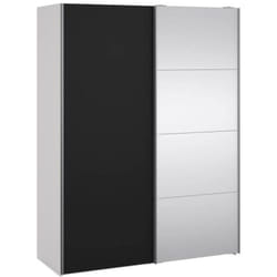 Guardaroba 2 ante Seraphine, Mobile camera da letto, Cabina armadio portabiti, Armadio appendiabiti, 150x61 h200 cm, Bianco e Nero - Dmora
