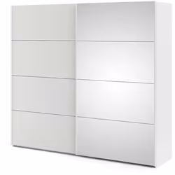 GUARDAROBA 2 ANTE - Mobile camera da letto, Cabina armadio portabiti, Armadio appendiabiti, 243x61 h220 cm, Bianco lucido. ST ...