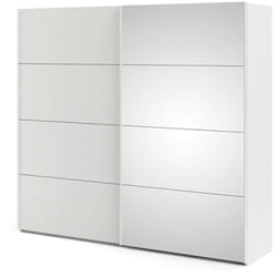 Guardaroba 2 ante Tobie, Mobile camera da letto, Cabina armadio portabiti, Armadio appendiabiti, 243x61 h220 cm, Bianco lucido - Dmora