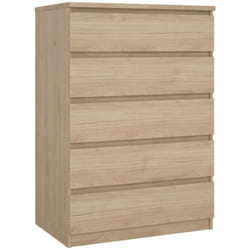 Cassettiera Ansel, Settimino multiuso, Comò camera da letto, Mobile con cassetti, 77x50 h111 cm, Rovere - Dmora