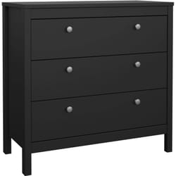 Cassettiera Sagar, Settimino multiuso, Comò camera da letto, Mobile con cassetti, 82x38 h80 cm, Nero - Dmora