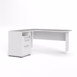 SCRIVANIA - Scrittoio multiuso, Tavolo per ufficio porta PC, Piano di lavoro, 159x150 h75 cm, Bianco. STRUTTURA E UTILIZZO - ...
