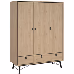 GUARDAROBA 3 ANTE - Mobile camera da letto, Cabina armadio portabiti, Armadio appendiabiti, 150x60 h200 cm, Rovere. STRUTTURA ...