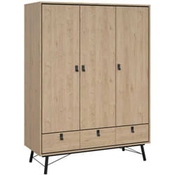 Guardaroba 3 ante Virgil, Mobile camera da letto, Cabina armadio portabiti, Armadio appendiabiti, 150x60 h200 cm, Rovere - Dmora