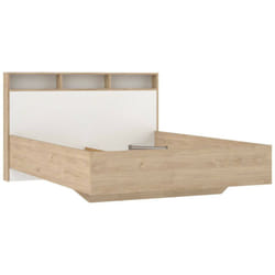 Letto piazza e mezza Zinasco, Sommier per camera da letto, Giroletto per stanza, Struttura porta materasso, 206x150 h97 cm, Rovere e Bianco - Dmora