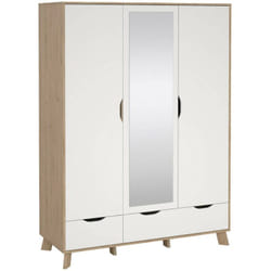 Guardaroba 2 ante Pyarr, Mobile camera da letto, Cabina armadio portabiti, Armadio appendiabiti, 147x58 h201 cm, Rovere e Bianco - Dmora