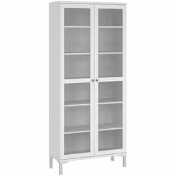 VETRINA - Credenza espositiva, Vetrinetta multiuso, Madia da soggiorno, 89x36 h203 cm, Bianco. STRUTTURA E UTILIZZO - Credenz ...