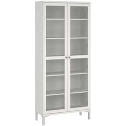 Vetrina Wutip, Credenza espositiva, Vetrinetta multiuso, Madia da soggiorno, 89x36 h203 cm, Bianco - Dmora