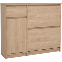 SCARPIERA - Mobile portascarpe, Armadio da ingresso multiuso, Mobiletto per calzature, 109x32 h93 cm, Rovere. STRUTTURA E UTI ...
