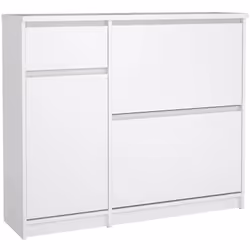 SCARPIERA - Mobile portascarpe, Armadio da ingresso multiuso, Mobiletto per calzature, 109x32 h93 cm, Bianco lucido. STRUTTUR ...
