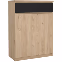 SCARPIERA - Mobile portascarpe, Armadio da ingresso multiuso, Mobiletto per calzature, 80x40 h111 cm, Rovere e Nero. STRUTTUR ...
