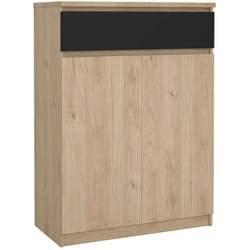 Dmora - Scarpiera Angilops, Mobile portascarpe, Armadio da ingresso multiuso, Mobiletto per calzature, 80x40 h111 cm, Rovere e Nero