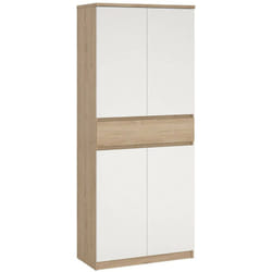 Scarpiera Jangmi, Mobile portascarpe, Armadio da ingresso multiuso, Mobiletto per calzature, 80x40 h192 cm, Rovere e Bianco - Dmora