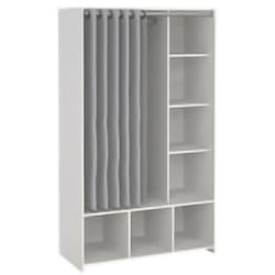 Guardaroba grande Jal, Mobile camera da letto, Cabina armadio portabiti, Armadio appendiabiti, 105x48 h180 cm, Bianco e Grigio - Dmora