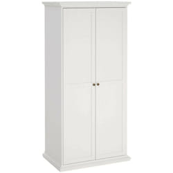 Guardaroba 2 ante Albiolo, Mobile camera da letto, Cabina armadio portabiti, Armadio appendiabiti, 96x61 h201 cm, Bianco - Dmora