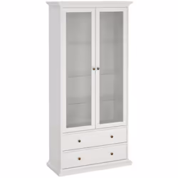 VETRINA - Credenza espositiva, Vetrinetta multiuso, Madia da soggiorno, 96x42 h201 cm, Bianco. STRUTTURA E UTILIZZO - Credenz ...