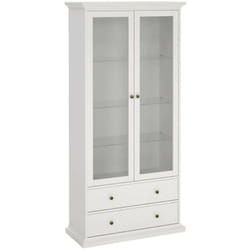 Vetrina Honore, Credenza espositiva, Vetrinetta multiuso, Madia da soggiorno, 96x42 h201 cm, Bianco - Dmora