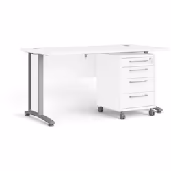 SCRIVANIA - Scrittoio multiuso, Tavolo per ufficio porta PC, Piano di lavoro, 150x80 h75 cm, Bianco e Grigio. STRUTTURA E UTI ...