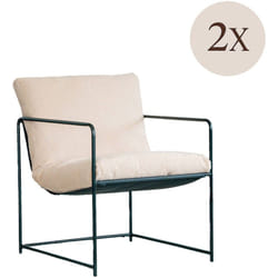 Dmora - Set di 2 poltrone Appare, Poltrona rivestita in tessuto bouclé, Sedia imbottita, Seduta con braccioli in metallo, 61x67h75 cm, Beige