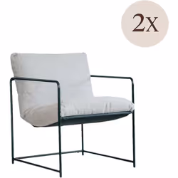 SET DI 2 POLTRONE - Poltrona rivestita in tessuto bouclé, Sedia imbottita, Seduta con braccioli in metallo, 61x67h75 cm, Grig ...