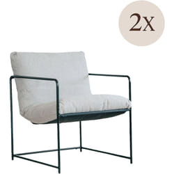 Dmora - Set di 2 poltrone Appare, Poltrona rivestita in tessuto bouclé, Sedia imbottita, Seduta con braccioli in metallo, 61x67h75 cm, Grigio