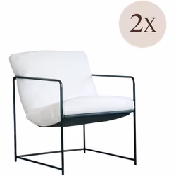 SET DI 2 POLTRONE - Poltrona rivestita in tessuto bouclé, Sedia imbottita, Seduta con braccioli in metallo, 61x67h75 cm, Bian ...