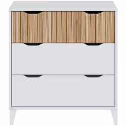 CASSETTIERA - Settimino multiuso, Comò camera da letto, Mobile con cassetti, 71x40 h76 cm, Bianco e Rovere. STRUTTURA E UTILI ...