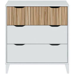 Cassettiera Archi, Settimino multiuso, Comò camera da letto, Mobile con cassetti, 71x40 h76 cm, Bianco e Rovere - Dmora