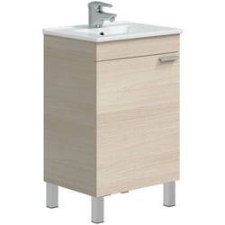 Dmora - Mobile sottolavabo Iselle, Mobiletto da bagno, Contenitore porta lavabo, Armadio per lavandino, 50x39 h80 cm, Rovere