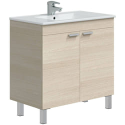 Dmora - Mobile sottolavabo Florante, Mobiletto da bagno, Contenitore porta lavabo, Armadio per lavandino, 80x45 h80 cm, Rovere