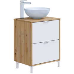 MOBILE SOTTOLAVABO - Mobiletto da bagno, Contenitore porta lavabo, Armadio per lavandino, 61x46 h79 cm, Rovere Nodi e Bianco ...